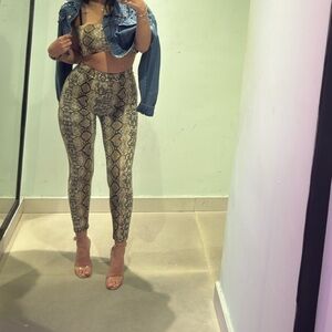 Stylish Snake Print Women's Pants and Bandeau shirt